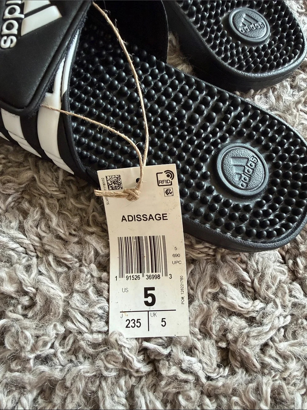 Adidas Adissage Velcro Slides Black/White (F35580) - Men's 5